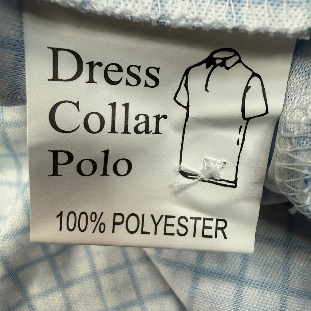 Collars & Co Mens LARGE Polo Shirt Blue White Tattersall Check Dress Collar NEW - Picture 8 of 10